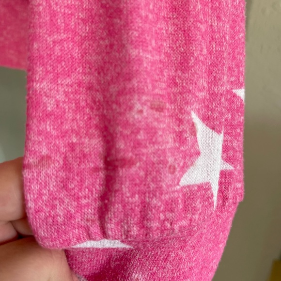 Medium lightweight VS Pink Hoodie. Pink with white stars. Light wear. - Picture 7 of 7